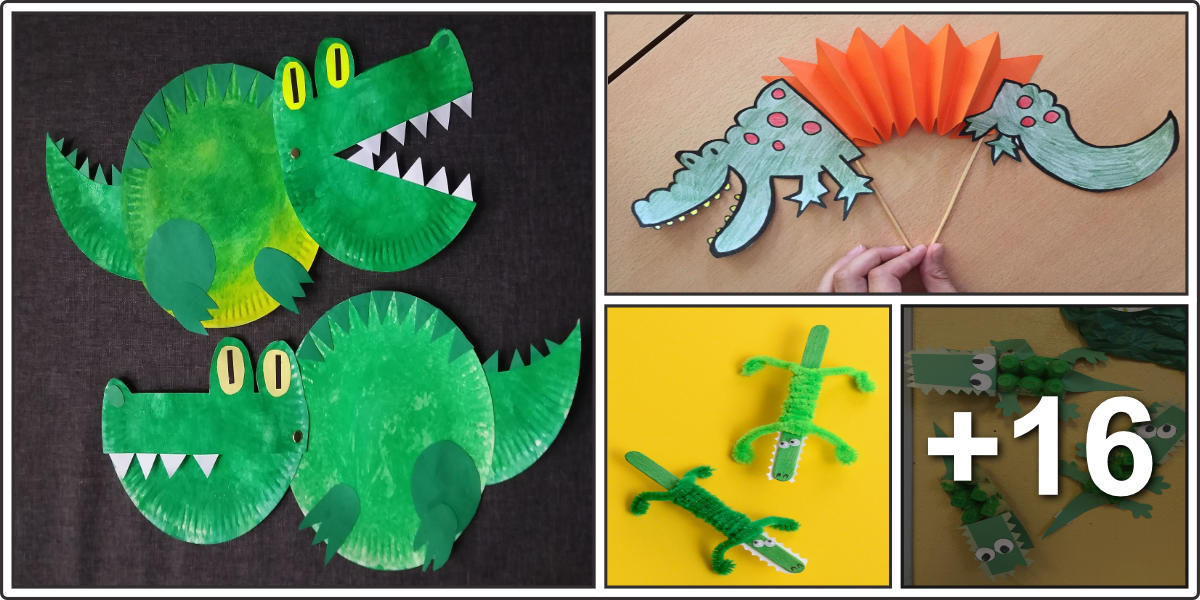 Crocodile crafts made with recyclable materials